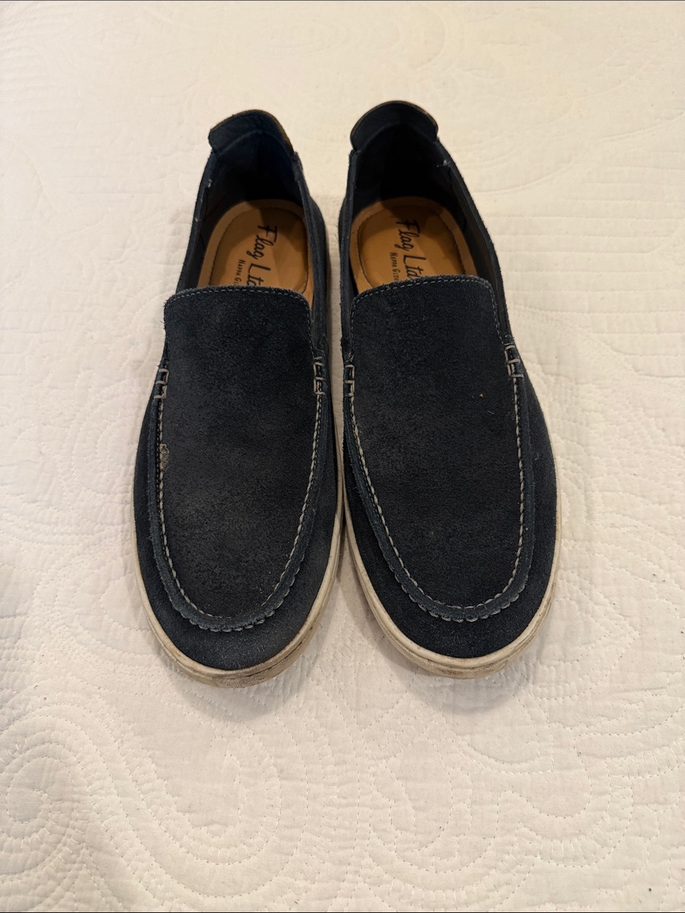 Flag Ltd Dark Navy Suede Slip-On Loafers